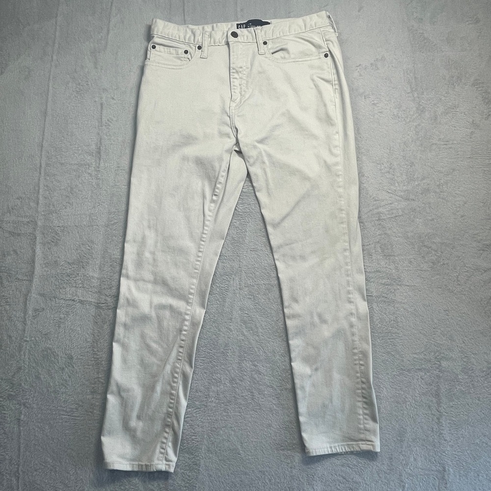 Gap Slim Travel Jeans Mens 32x30 Off-White Stone Stretch Cotton Lyocell Blend